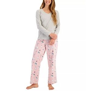 CHARTER CLUB  Flannel Long Sleeve Holiday Kitty Cat Pajama Set Womens XXL